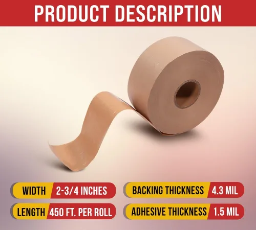 Miniatura 3 de Mytee Products 8 rollos de cinta activada por agua de 2.75 pulgadas x 450 pies, cinta adhesiva reforzada para el paquete, papel kraft fuerte y poder