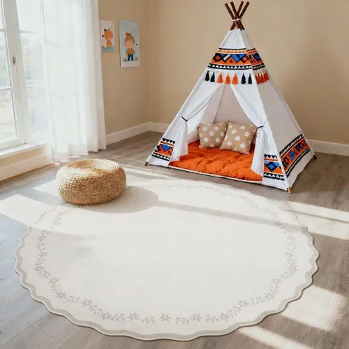 Miniatura 100 de GarveeHome Alfombra de entrada festoneada, 2 x 3, color azul sólido, lavable, alfombra floral para entrada interior, alfombra floral antideslizante