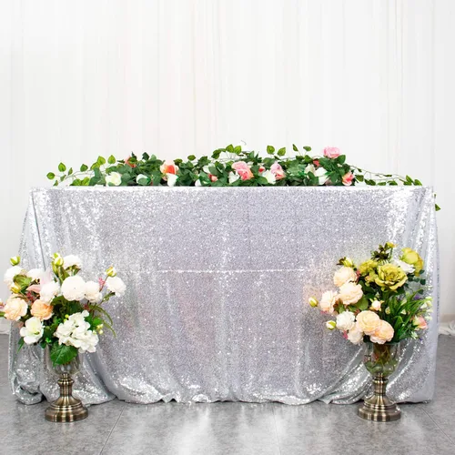 Miniatura 26 de ShiDianYi Mantel de lentejuelas color azul bebé, de 50 x 72 pulgadas, mantel rectangular de lentejuelas para decoración de boda - 200111E