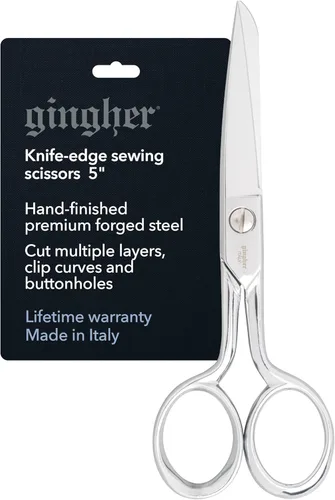 Gingher - Tijeras de tela de 5 pulgadas, tijeras de tela de acero forjado de alta calidad, tijeras de coser afiladas con borde de cuchillo para
