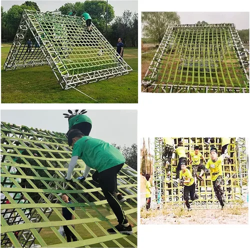 Miniatura 7 de Red de carga, red de carga de escalada, escalera de gimnasio de la selva Swing Set al aire libre multicolor 1x1m/3.3x3.3ft