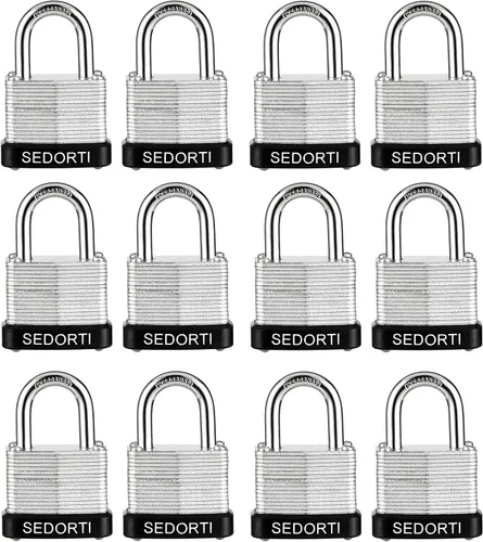 Miniatura 7 de SEDORTI Juego de Candados de Acero Laminado, 1-1/4" de Ancho, Candados Pequeños de Alta Resistencia para Casillero, Candados con Llaves Similares