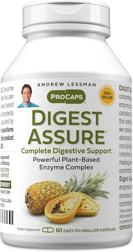 ANDREW LESSMAN Digest Assure 60 cápsulas - Mezcla completa de potentes enzimas naturales para apoyar y mejorar la salud digestiva, enzimas de origen