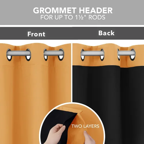 Miniatura 81 de Deconovo Cortinas opacas 100% con forro negro, cortinas con ojales aisladas térmicamente que reducen el ruido, doble capa para oscurecer