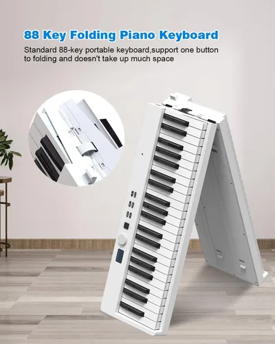 Miniatura 2 de Teclado de Piano Plegable de 88 Teclas, Teclado de Piano Portátil con Tecla Semi Ponderada Estándar, Piano Plegable Compatible con Bluetooth/MIDI