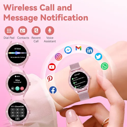 Miniatura 3 de Reloj inteligente para mujer – Hacer/responder llamadas, reloj de fitness impermeable IP67 de 1.32 pulgadas con monitor de sueño de frecuencia