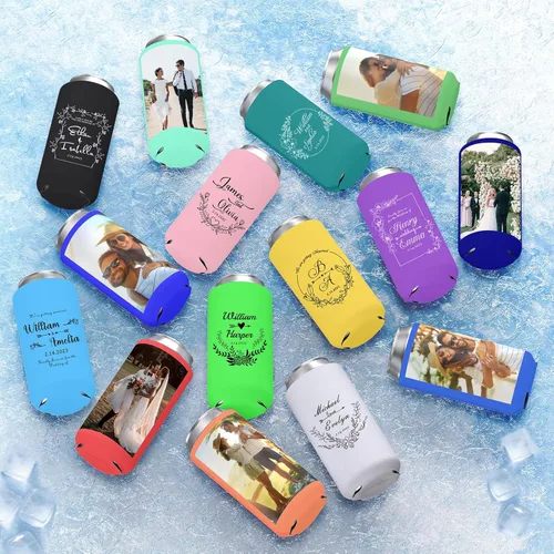 Miniatura 5 de Enfriadores de latas delgadas personalizadas para cerveza delgada de 12 onzas y refrescos duros, soporte para enfriadores de latas de neopreno