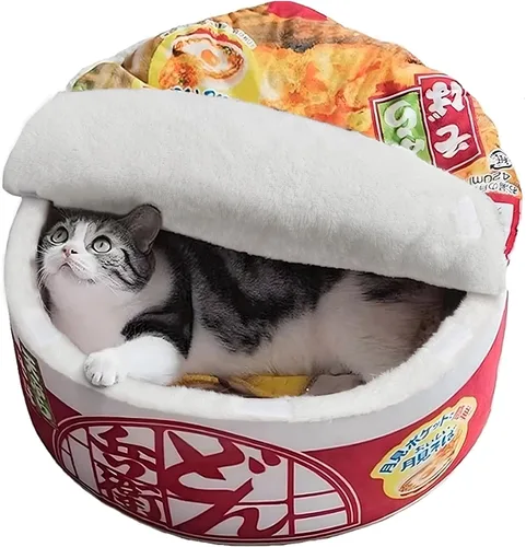Miniatura 11 de 寵幸 Cama de Fideos Ramen para Perros y Gatos, Mantiene el Calor y Súper Suave Nido Creativo para Mascotas para Gatos de Interior, Cojín Extraíble