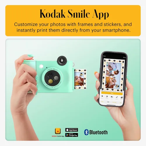 Miniatura 4 de Kodak Smile+ Cámara digital de impresión instantánea 2 en 1 e impresora de fotos inalámbrica Bluetooth - 10MP, lente giratorio de efectos Verde