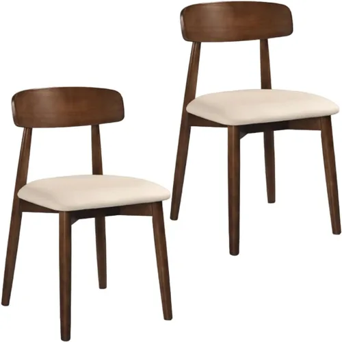 Miniatura 36 de YVYKFZD Solid Wood Dining Chairs, Armless Dining Room Chair Set, Leather Upholstered Kitchen Chairs, Comfy Side Chair with Curved Back, for