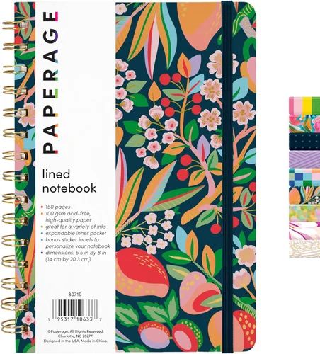Miniatura 14 de PAPERAGE Cuaderno de espiral rayado, (azul marino, verde oliva, kraft), paquete de 3, 160 páginas, tamaño mediano de 5.5 x 8 pulgadas, papel grueso