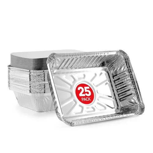 Miniatura 12 de Stock Your Home Utensilios de cocina desechables de aluminio de 1 libra con tapas (paquete de 25) – Sartenes de aluminio con tapas de cartón