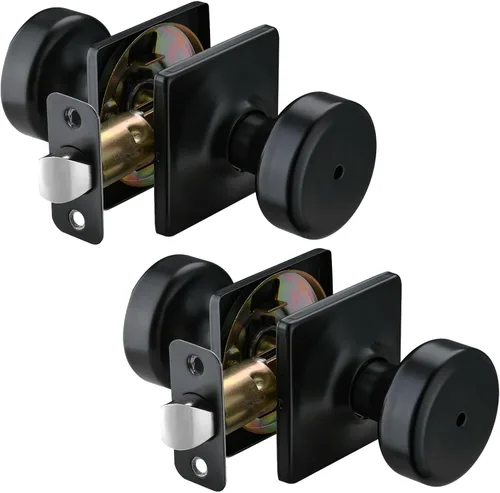 Miniatura 35 de Paquete de 6 pomos de puerta negros con roseta cuadrada, pomos de puerta Pismo con cerradura, manijas de puerta de privacidad interior para baño