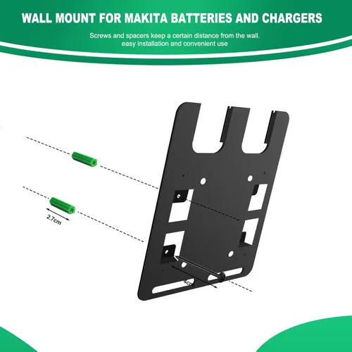 Miniatura 3 de Soporte de pared para baterías y cargadores Makita, para cargador DC18RC, para batería Makita de 18 V 14.4 V, soporte estable de 2
