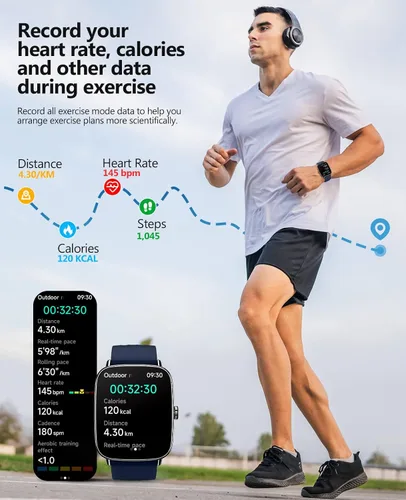 Miniatura 5 de SOUYIE 2025 Relojes inteligentes para hombres y mujeres, reloj inteligente de 1.85" con voz AI, monitor de frecuencia cardíaca 24/7, rastreador