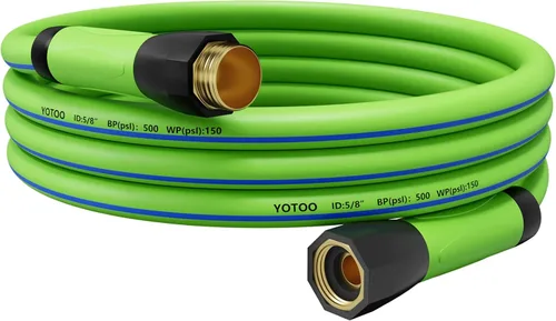 Miniatura 10 de YOTOO Manguera de jardín híbrida de servicio pesado con núcleo de plomo de 5/8 pulgadas por 5 pies, 150 PSI, resistente a dobleces, flexible