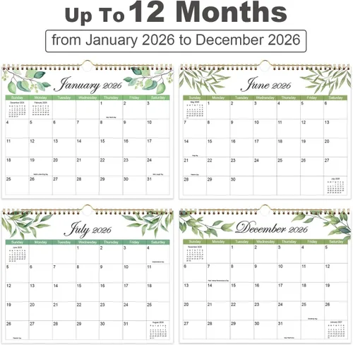 Miniatura 3 de Calendario 2026 - Calendario de pared de 12 meses 2026 de enero de 2026 a diciembre de 2026, 8.5'' x 11'' Calendario de Pared 2026 con días festivos
