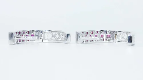 Miniatura 6 de Pendientes de plata de ley con diamantes y piedras preciosas para mujer Plata de ley Gema rubí diamante