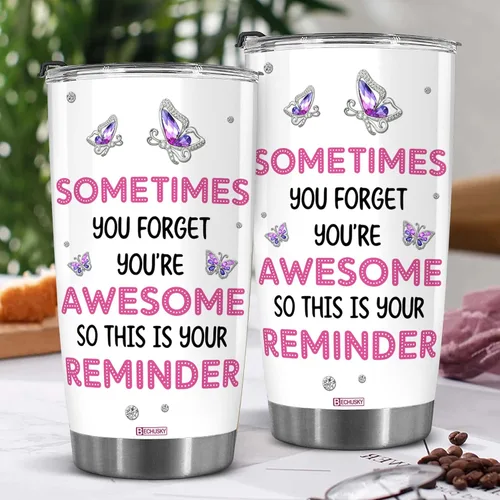 Miniatura 3 de BECHUSKY Regalos para mujeres, vaso con texto en inglés «Sometimes You Forget That You're Awome», regalos de cumpleaños para mujeres, regalos