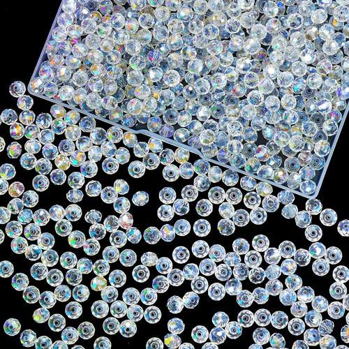 Miniatura 36 de 800 cuentas redondas de cristal de 0.236/0.396/0.394 pulgadas para joyas de bricolaje, ideales para pulseras, collares, colgantes y proyectos