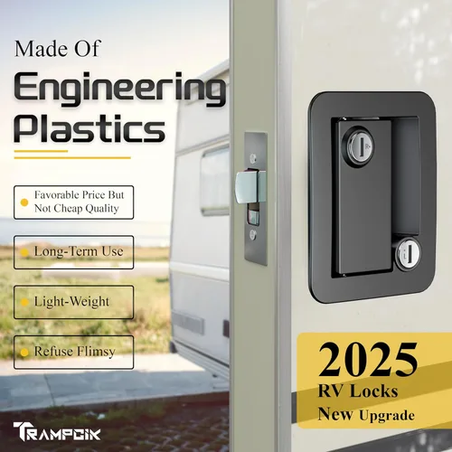 Miniatura 3 de Cerradura de puerta de casa rodante de plástico de ingeniería, reemplazo de cerradura de puerta de RV, se ajusta a un agujero de 3.65" x 2.95