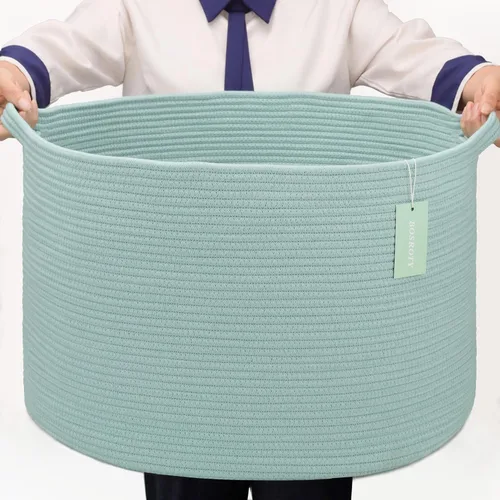 Miniatura 12 de Cesta Extra Grande para Mantas 87L, Cesta para Ropa Sucia, Cesta de Guardería para Bebés para Almacenamiento de Juguetes, Ropa y Toallas, Cesta