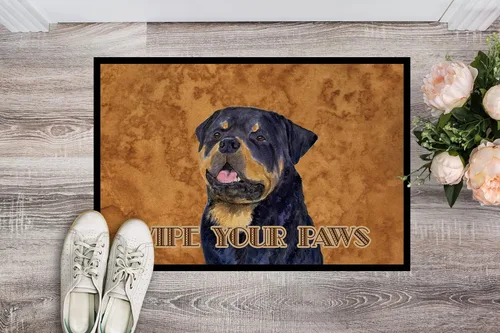 Miniatura 2 de Caroline's Treasures SS4880JMAT Rottweiler Wipe Your Paws - Felpudo para puerta delantera, 24 x 36 pulgadas, para interiores y exteriores
