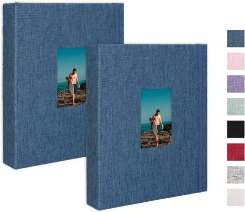 Miniatura 21 de Álbum de Fotos 8x10 Libro de Imágenes de Lino Álbum de 26 Páginas Contiene 52 Fotos Carpeta de Presentación de Arte para Almacenamiento de Fotos