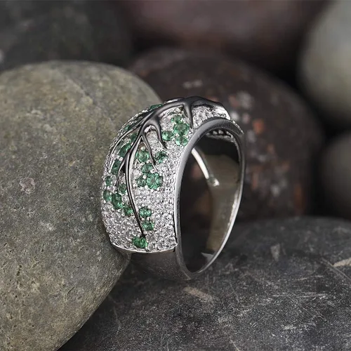 Miniatura 5 de Santuzza Anillo de plata de ley 925 con circonita cúbica y ramas de árbol para mujer