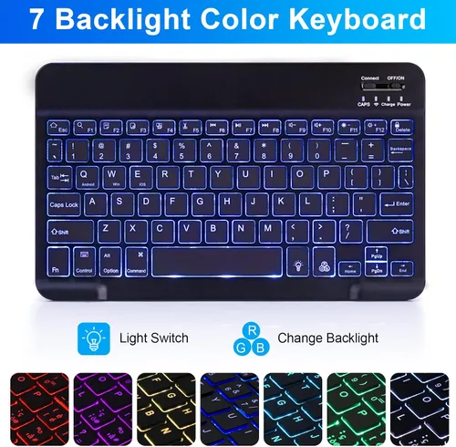 Miniatura 7 de SOPPY Teclado retroiluminado de 7 colores con mouse para Samsung Galaxy Tab S6 Lite de 10.4 pulgadas 2022/2020 (SM-P610/P613/P615/P619), funda