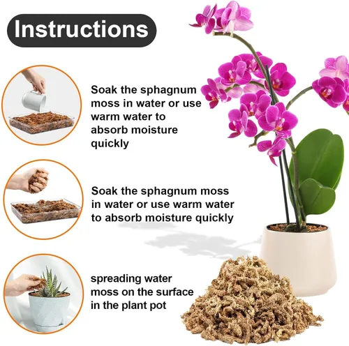Miniatura 2 de 3 Oz de musgo esfagno para orquídeas - Sukh Musgo de turba esfagno para plantas, fibra larga, mezcla para macetas de orquídeas de fibra larga