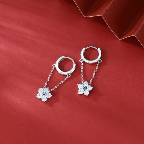 Miniatura 5 de SLUYNZ Aretes colgantes de plata de ley con circonita cúbica para mujer, aretes de aro con borla