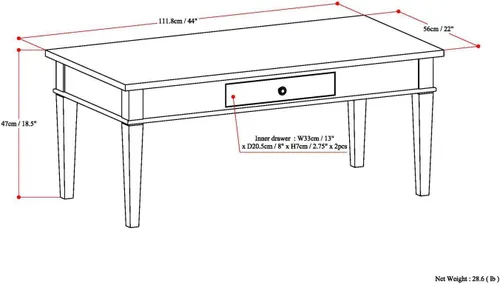 Miniatura 2 de SIMPLIHOME Carlton Mesa de café – Mesa de cóctel de transición de madera maciza de 44 pulgadas de ancho en marrón tabaco oscuro, mesa clásica
