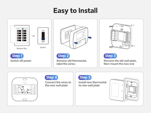 Miniatura 3 de Termostato Vine para el hogar con pantalla táctil a color, termostato inteligente WiFi compatible con Alexa y Google Assistant, programable para 7