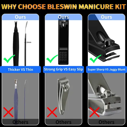 Miniatura 5 de Juego de manicura 16 en 1, kit profesional de pedicura de acero inoxidable, juego de cortaúñas para uñas de los pies, kit de aseo masculino, kit