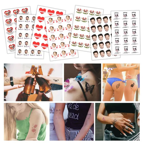 Miniatura 7 de Tatuajes temporales personalizados con foto y nombre, logotipo personalizado para adultos, niños, mujeres, hombres, regalo de boda, cumpleaños