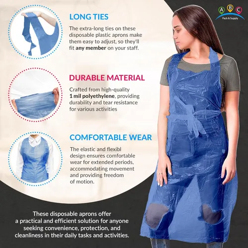 Miniatura 3 de ABC PACK & SUPPLY Delantales desechables Delantales de plástico unisex impermeables para servicio de alimentos Pintura Lavaplatos, Azul Rojo