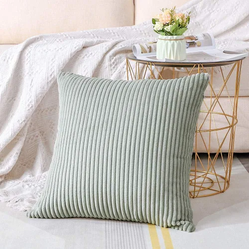 Miniatura 12 de Artscope Fundas de Almohada de Pana a Rayas Acogedoras Súper Suaves Decorativas Cuadradas Fundas de Cojín para Sofá Sillón Dormitorio Decoración
