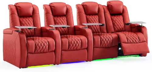 Miniatura 47 de Weilianda Asientos de Cine en Casa de Cuero de Grano Superior Silla Reclinable con Reposacabezas Eléctrico y Reclinación Asientos de Película Sofá