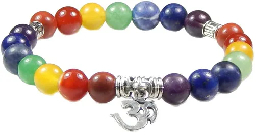 Miniatura 2 de Om encanto siete poder de curación Chakra Yoga 8mm. Natural abalorio pulsera elástica