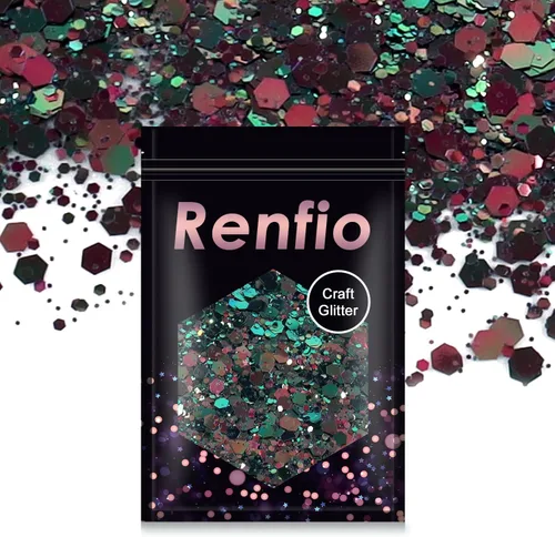Miniatura 9 de Renfio Chameleon Purpurina Gruesa con Brillo, Juego de Purpurina de Resina de 16 Colores que Cambian de Color, Cada uno 10g/0.35oz, Copos