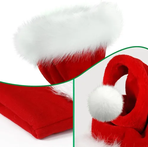 Miniatura 2 de Christmas Hat, Santa Hat for Adults/Kids/Baby Red Velvet Double Extra Thicken Unisex Xmas Hats for New Year Holiday Party Niño/1 unidad