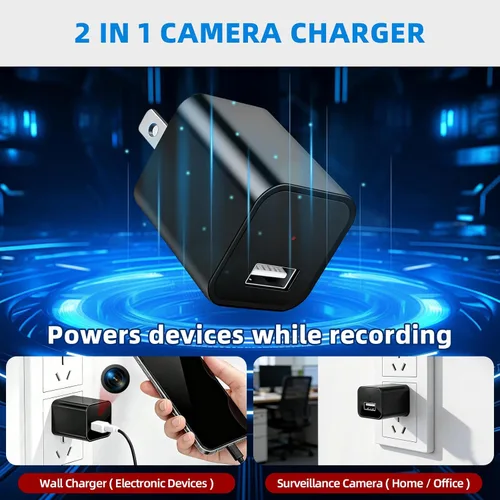Miniatura 2 de Cámara con cargador HD 1080P con detección de movimiento, gran angular de 106°, sin WiFi/cuota mensual, mini cámara oculta para seguridad