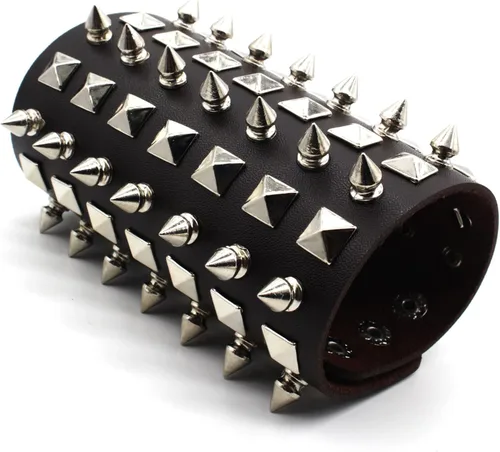 Miniatura 2 de Pulsera de cuero punk para hombres y mujeres, pulsera de cuero con tachuelas para hombres, pulsera gótica con remaches para hombres y mujeres