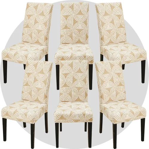 Miniatura 41 de Juego de 6 fundas elásticas para sillas de comedor, color blanco hueso, elásticas, lavables, extraíbles para cocina, hotel, restaurante Blanco roto