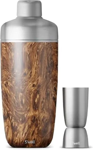 Miniatura 6 de S'well Juego de coctelera de acero inoxidable con jigger, 18 onzas, sumergido metálico, recipiente aislado al vacío de triple capa mantiene