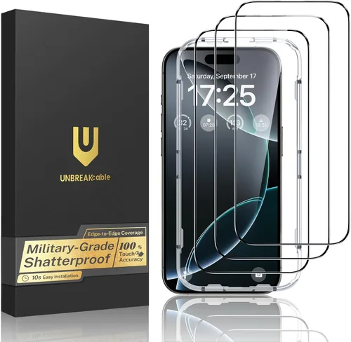 Miniatura 8 de UNBREAKcable Protector de pantalla para iPhone 17 Pro Max, 3 unidades de vidrio templado de cobertura completa [grado militar inastillable]