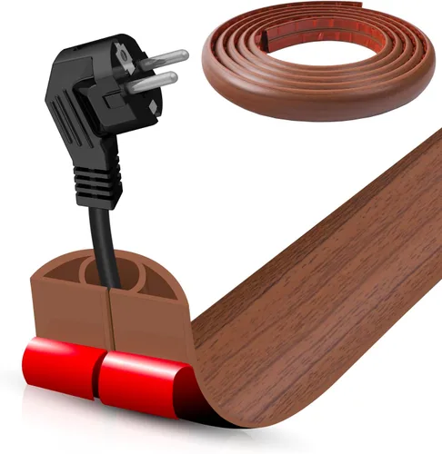 Miniatura 64 de Cubierta autoadhesiva para cables de suelo, gestión de cables de 3.3 pies, protector de tira de extensión para cables, evita tropiezos de cables