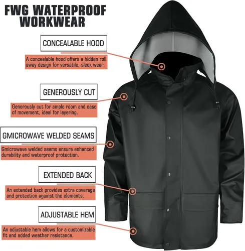 Miniatura 3 de FWG Trajes de lluvia para hombre, impermeables, resistentes, con bolsillos grandes, para todo tipo de clima