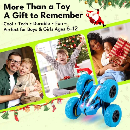 Miniatura 7 de Threeking - Coches a control remoto, juguetes de autos RC para niños y niñas de 6 a 12 años, baterías modulares USB-C mejoradas, auto de acrobacias